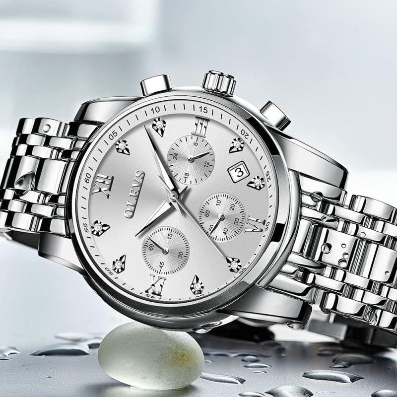 OLEVS 2858 Men Quartz Watch SKU : OLEVS 2800 full silver