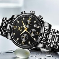 OLEVS 2858 Men Quartz Watch SKU : OLEVS 2858 full black chain